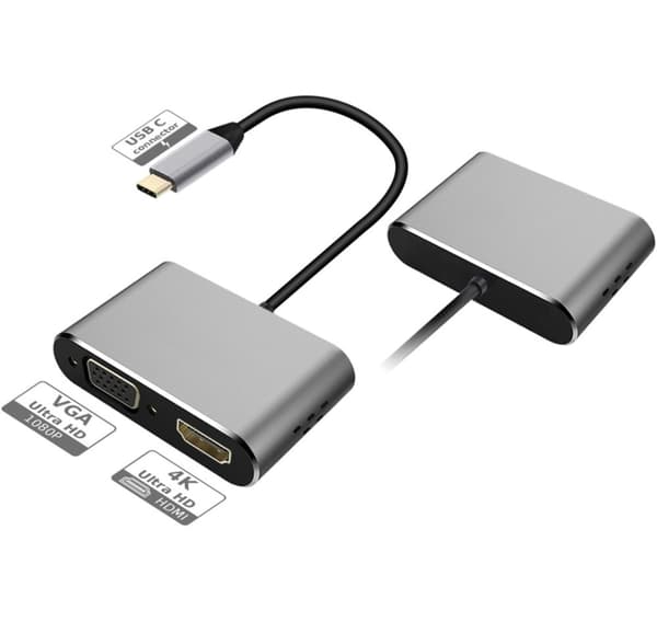 Platinettadapter USB-C - HDMI/VGA (45224)