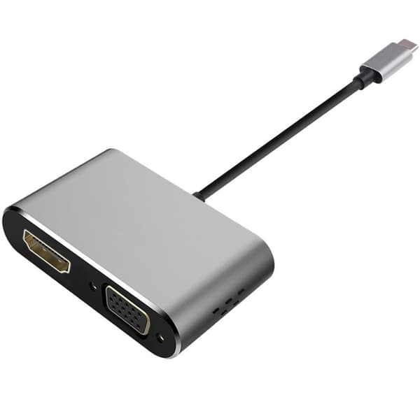 Platinettadapter USB-C - HDMI/VGA (45224)