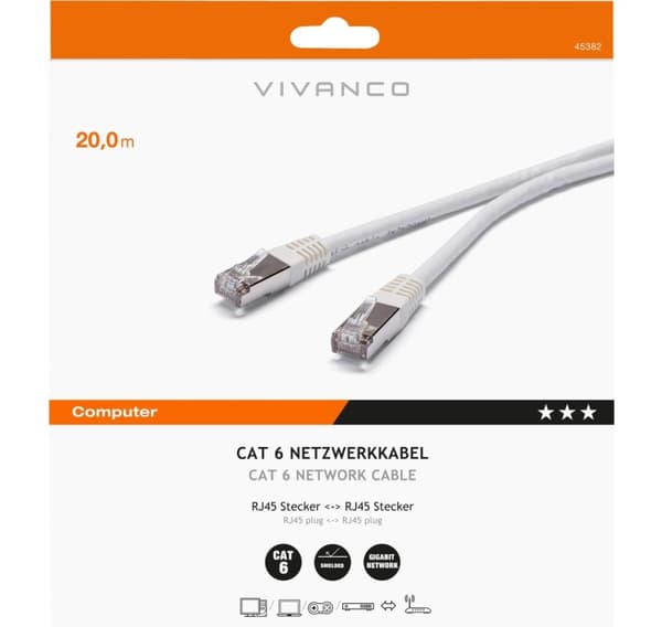 Vivanco nettverkskabel CAT 6 20m (45382)