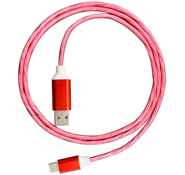 Platinetkabel USB - USB-C LED 2A 1m, rød (45741)