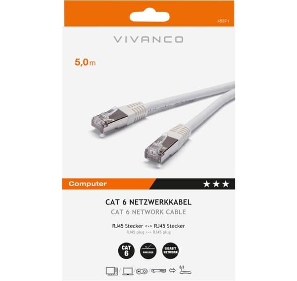 Vivanco nettverkskabel CAT 6 5m (45371)