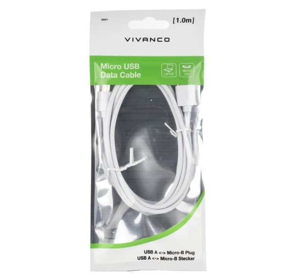 Vivanco kabel Polybag microUSB 1m (39451)