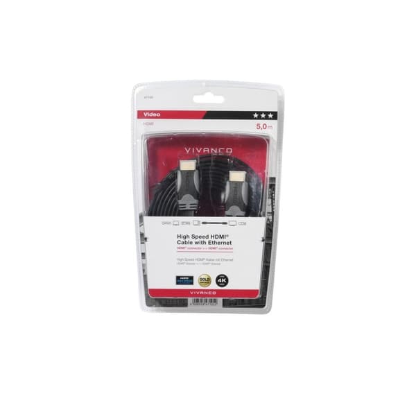 Vivanco-kaapeli HDMI - HDMI 5m litteä (47105)