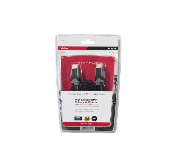 Vivanco kabel HDMI - HDMI 1,5 m platt (47103)