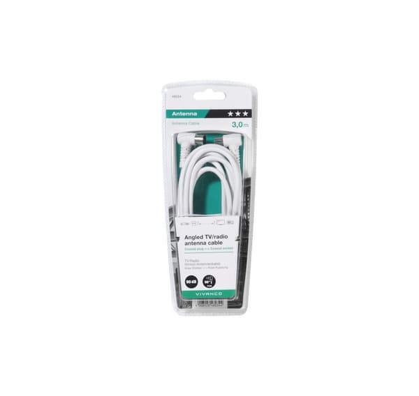 Vivanco koaksialkabel vinklet 3m (48034)