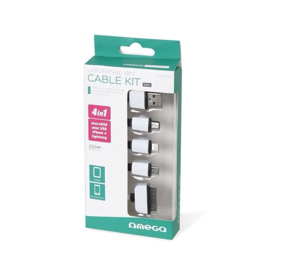 Omega-kabel USB - microUSB/miniUSB/Lightning/Apple 30-pinners 4in1 (OUCK4WB)