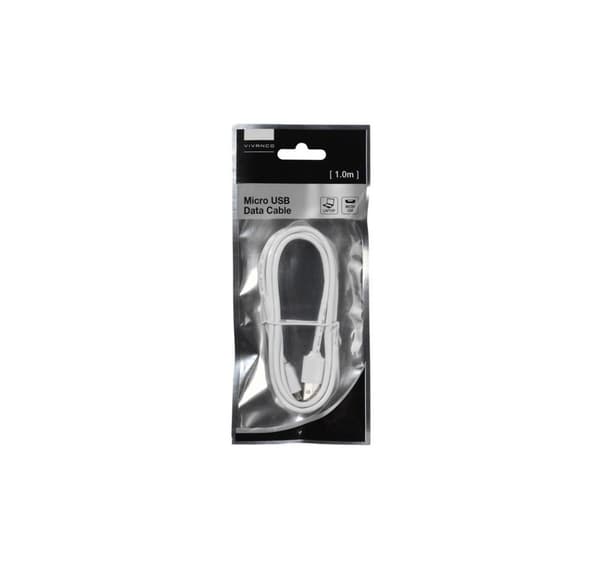 Vivanco kabel USB - microUSB 1.0m, vit (35816)
