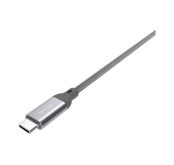 Silikone strømkabel USB-C 1m flettet, grå (LK30AC)
