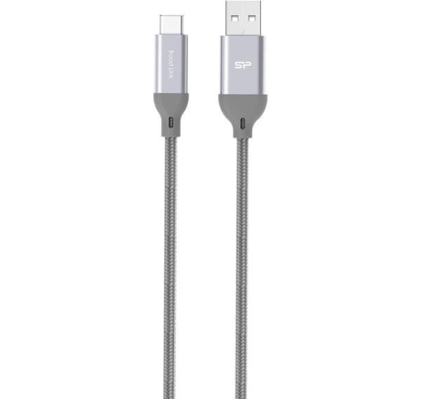 Silikone strømkabel USB-C 1m flettet, grå (LK30AC)