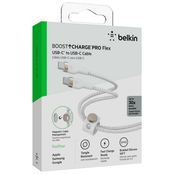 Belkin Usb-c Kaapeli Flex 3 M Valkoinen