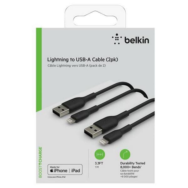 Belkin Till Lightning Cable Caa001bt1mbk2pk Usb-a 1 M 2 Enheter Svart