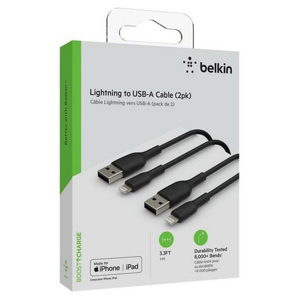 Belkin Till Lightning Cable Caa001bt1mbk2pk Usb-a 1 M 2 Enheter Svart