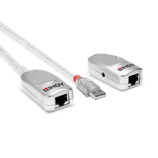 Lindy Usb-rj Usb Cat 5 45 Extender 50 M Durchsichtig