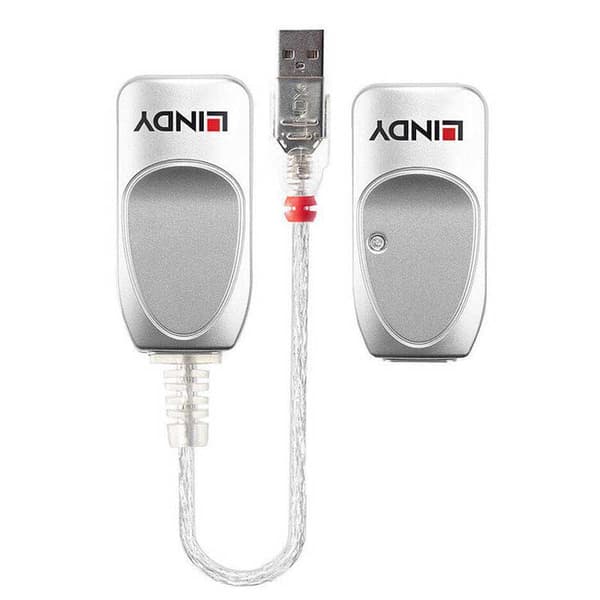 Lindy Usb-rj Usb Cat 5 45 Extender 50 M Durchsichtig Grå