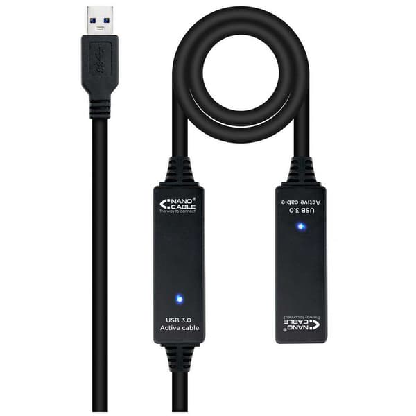 Nanocable Usb-jatkokaapeli 10.01.0313 M/f 15 M Musta