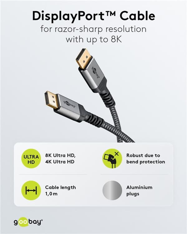 DisplayPort™-kaapeli, 8K @ 60 Hz