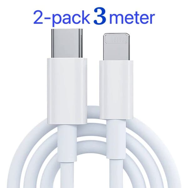 2-Pack Laddare för iPhone - USB-C - Kabel / Sladd - 20W - 3m - Snabbladdare Vit 2-Pack Laddare för iPhone - USB-C - Kabel / Sladd - 20W - 3m - Snabbladdare Vit