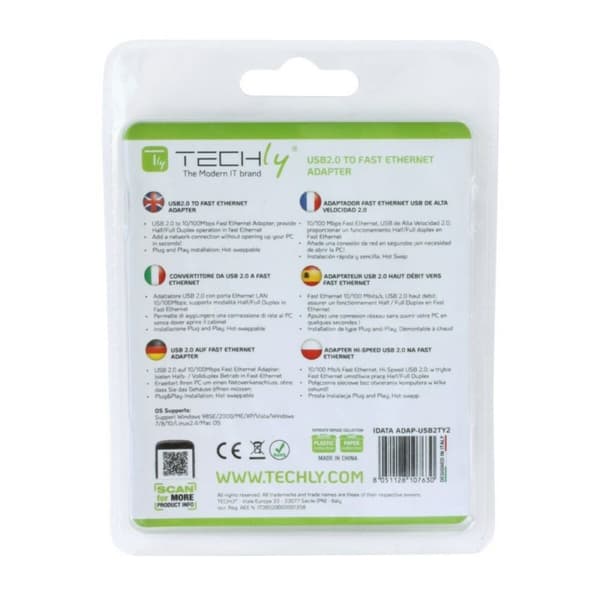 USB til ethernet-adapter Techly 107630 15 cm