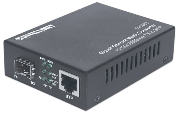 Intellinet Gigabit Ethernet till SFP Media Converter, 10/100/1000Base-Tx till SFP kortplats, tom (Euro 2-p