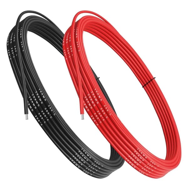 16 AWG fleksibel elektrisk ledning 5 meter [2,5 m sort og 2,5 m rød] dåse - tilbehør til fjernstyret legetøj silikone kabel