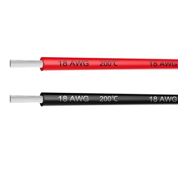 18 AWG flexibel elektrisk ledning 5 meter [2,5 m svart och 2,5 m röd] konserverad - Tillbehör till Fjärrstyrda Leksaker Silikonkabel