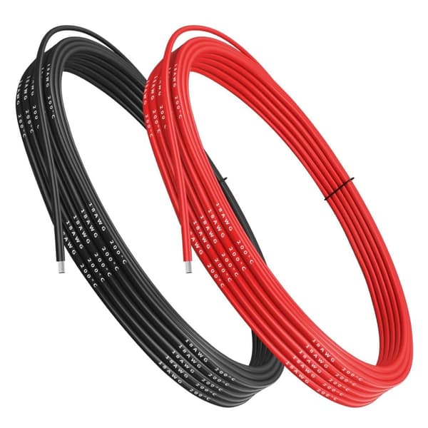 18 AWG fleksibel elektrisk ledning 5 meter [2,5 m sort og 2,5 m rød] dåse - tilbehør til fjernbetjening legetøj silikone kabel
