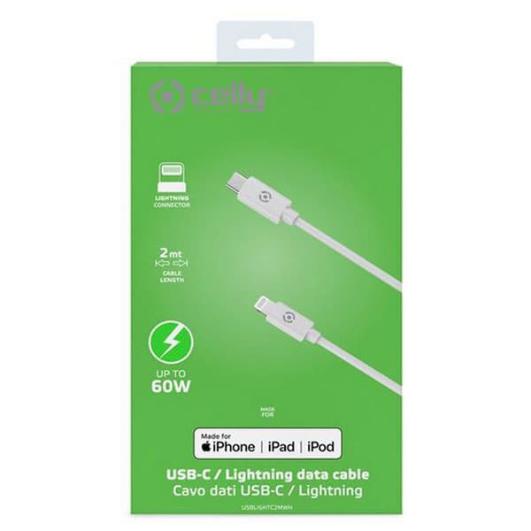 Celly Til Lightning-datakabel Usb-c 2 M Hvid