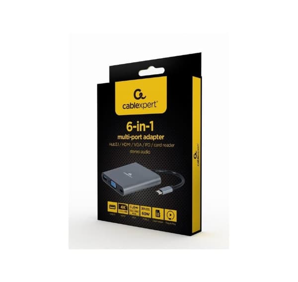 USB Type-C 6-in-1 moniporttinen sovitin