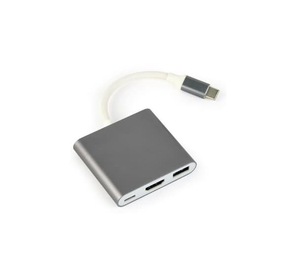 I/o-adapter usb-c til hdmi/usb3/usb-c a-cm-hdmif-02-sg, Gembird Grå