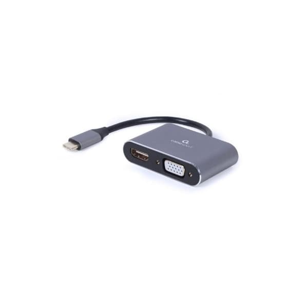 I/o-sovitin usb-c liittimeen hdmi/vga/a-usb3c-hdmivga-01, Gembird Harmaa