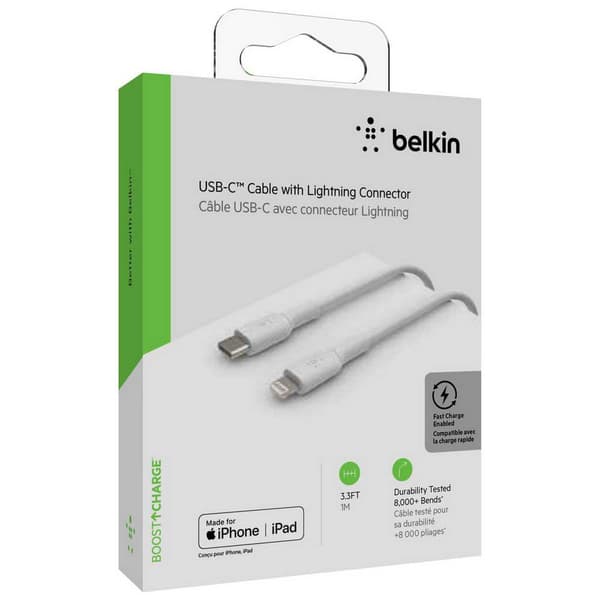 Belkin Latauskaapeli Usb-c Lightningiin Boost 1 M Valkoinen