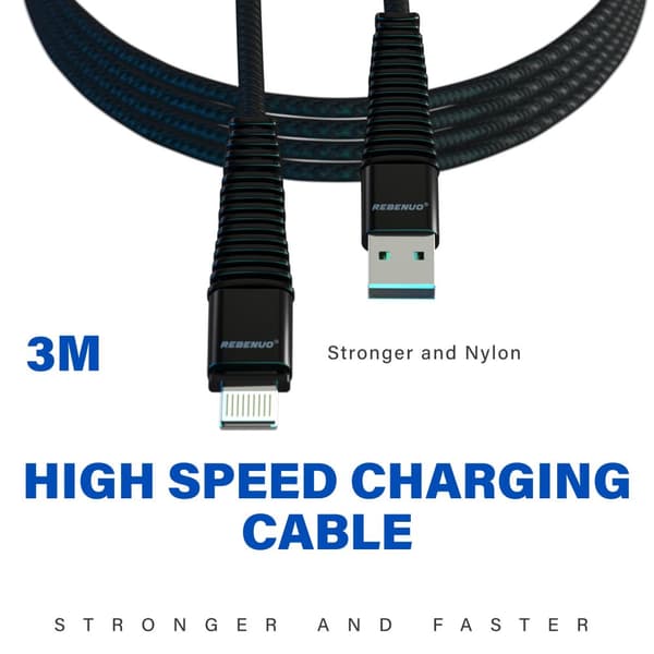 USB-C till iPhone Snabbladdare - 3M Svart Nylonkabel