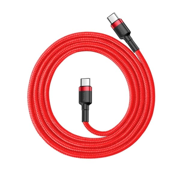 Baseus CATKLF-G09 USB-C - USB-C PD QC Kabel 60W 3A 480Mb/s 1m - Röd
