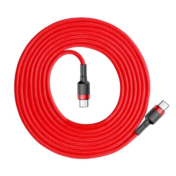 Baseus CATKLF-H09 USB-C - USB-C PD QC Kabel 60W 3A 480Mb/s 2m - Röd