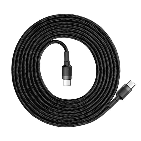 Baseus CATKLF-HG1 USB-C - USB-C PD QC Kabel 60W 3A 480Mb/s 2m - Svart & Grå