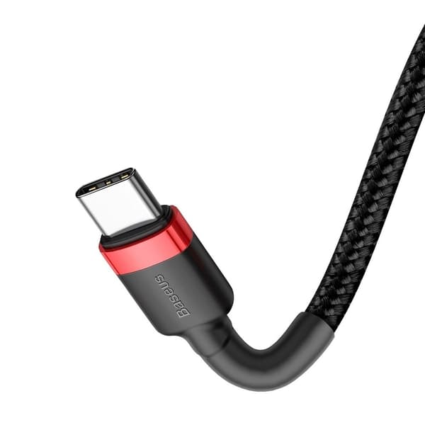 Baseus CATKLF-H91 USB-C - USB-C PD QC Kabel 60W 3A 480Mb/s 2m - Svart & Röd