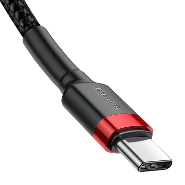 Baseus CATKLF-H91 USB-C - USB-C PD QC Kabel 60W 3A 480Mb/s 2m - Svart & Röd