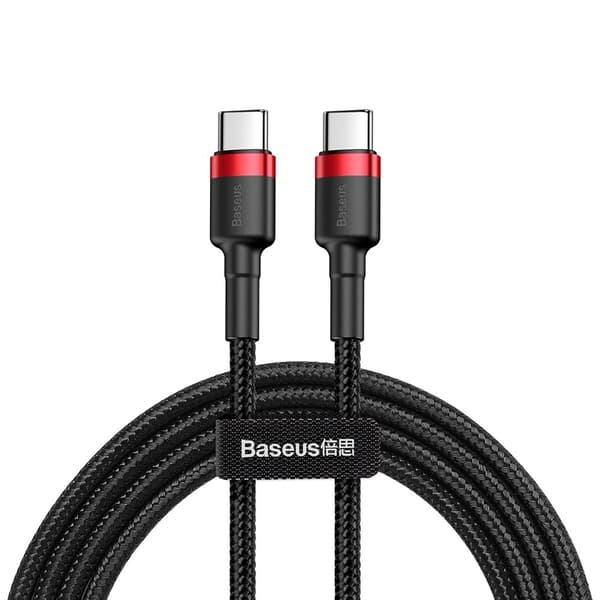 Baseus CATKLF-H91 USB-C - USB-C PD QC Kabel 60W 3A 480Mb/s 2m - Svart & Röd