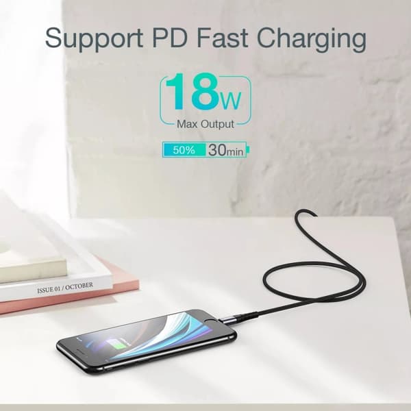 Choetech IP0042 MFi USB-C - Lightning Kabel 480Mb/s 3A 3m - Svart