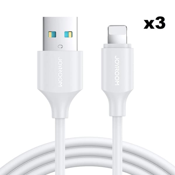 Joyroom USB Till Lightning Kabel 1m - Vit (3-pack)