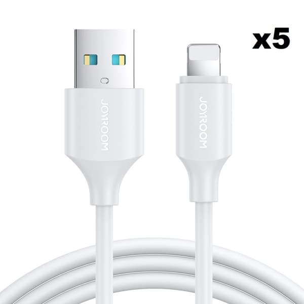 Joyroom USB Till Lightning Kabel 1m - Vit (5-pack)