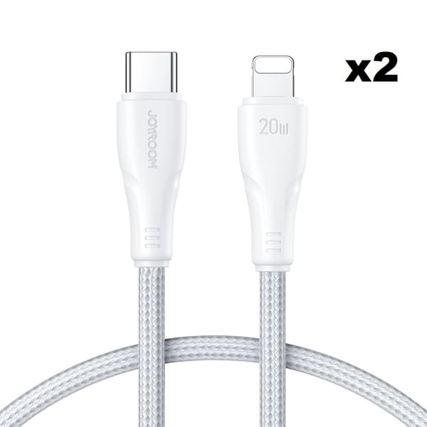 Joyroom USB Till Lightning Kabel 1m - Vit (2-pack)