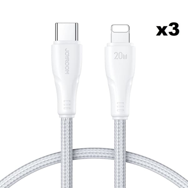 Joyroom USB Till Lightning Kabel 1m - Vit (3-pack)