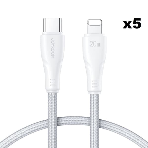 Joyroom USB Till Lightning Kabel 1m - Vit (5-pack)