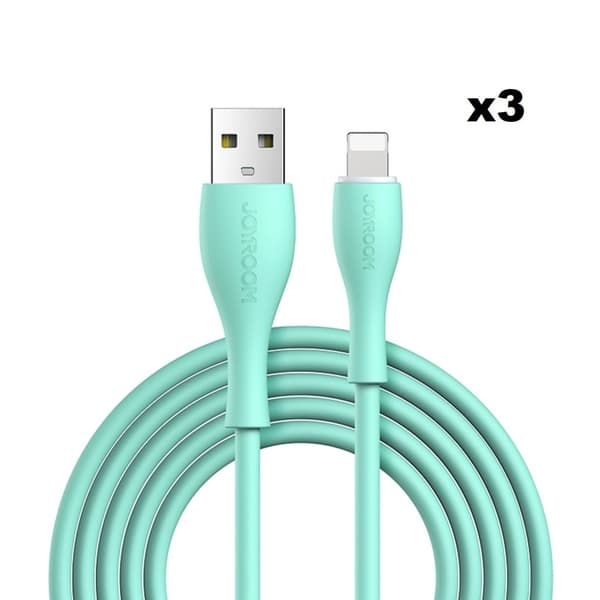 Joyroom USB Till Lightning Kabel 2m - Mintgrön (3-pack)