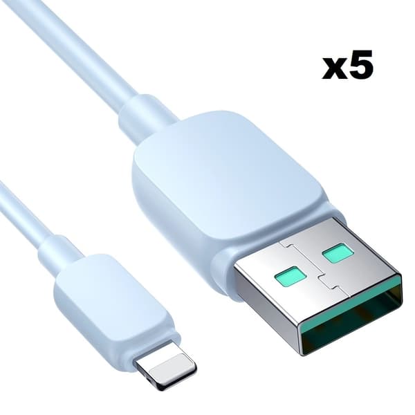 Joyroom USB Till Lightning Kabel 1.2m - Ljusblå (5-pack)