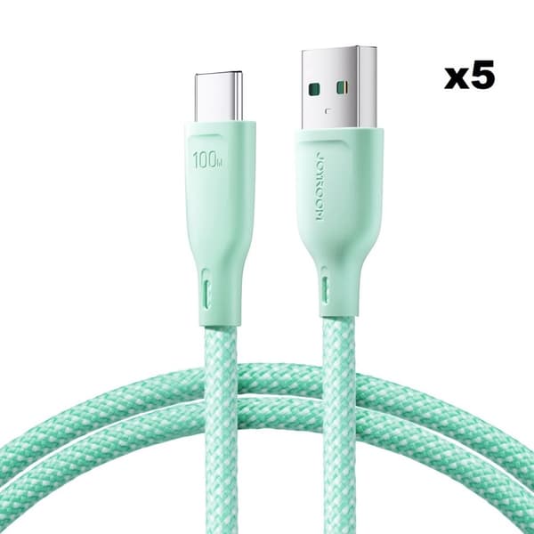 Joyroom USB Till USB C Kabel 1m - Mintgrön (5-pack)