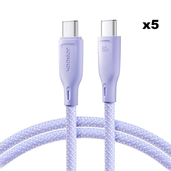 Joyroom USB C Till USB C Kabel 1m - Violett (5-pack)