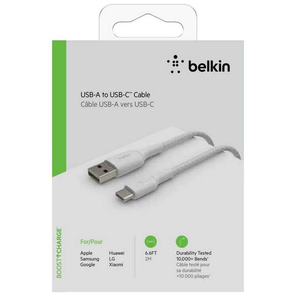 Belkin BoostCharge USB-kabel 2 m USB A USB C Hvid
