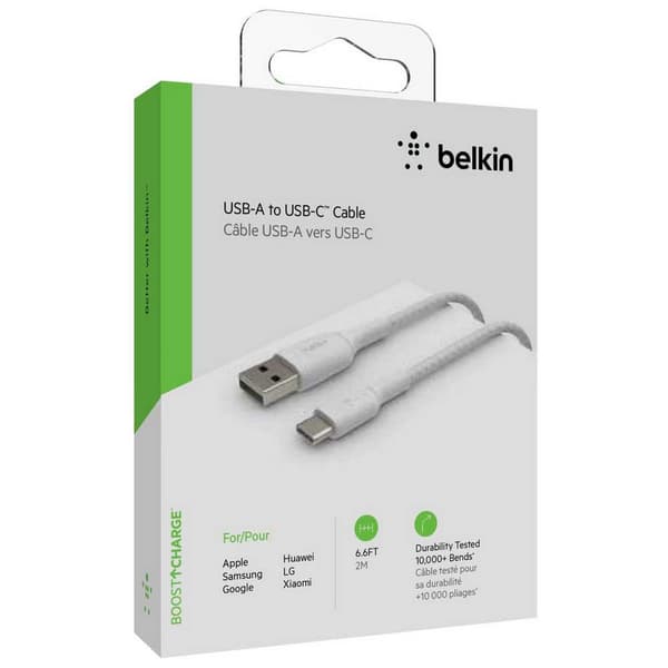 Belkin BoostCharge USB-kabel 2 m USB A USB C Hvid